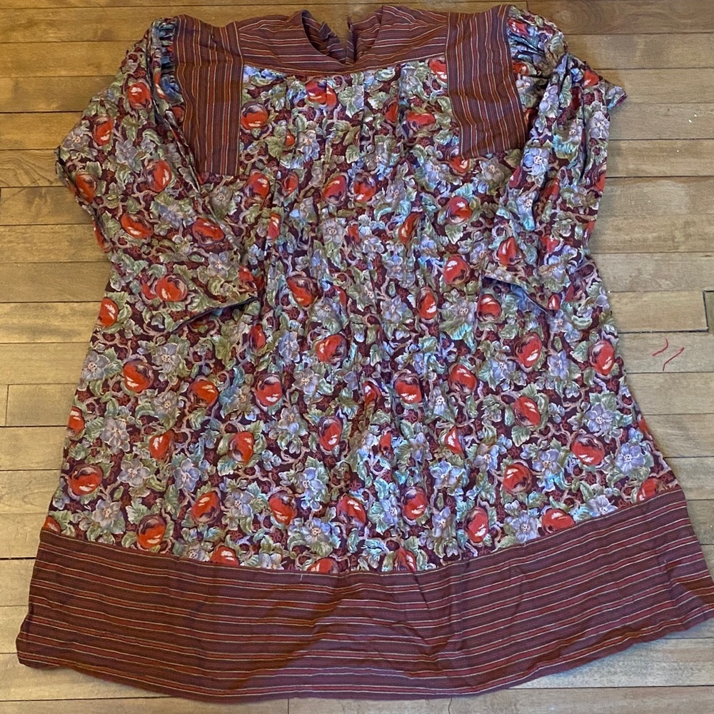 Vintage Anastasia Floral Dress with Striped Accents